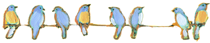 Eight Little Bluebirds Art by Jennifer Lommers.